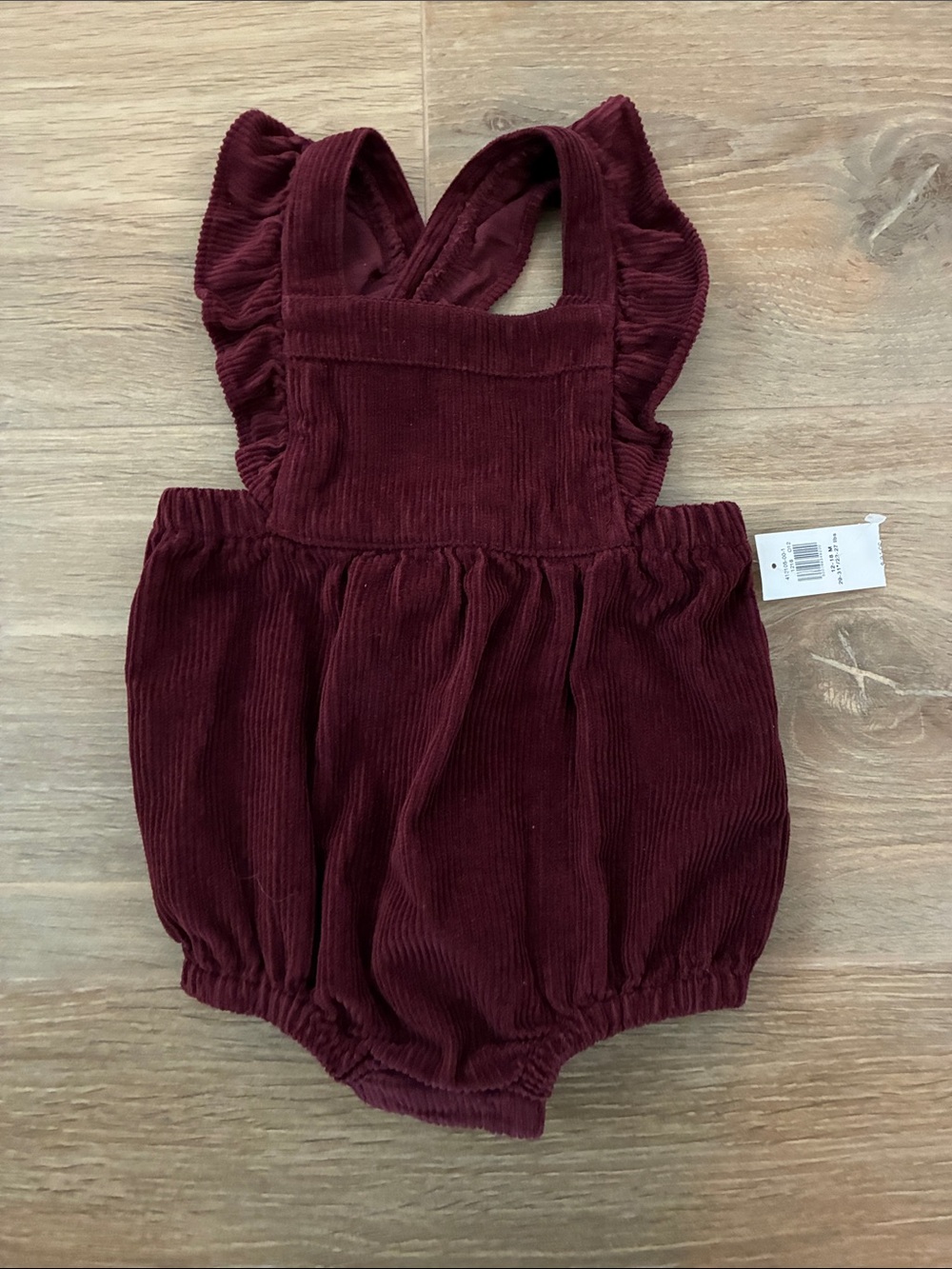 Old Navy Corduroy Bubble Romper with Ruffle Straps - Burgundy 12-18M